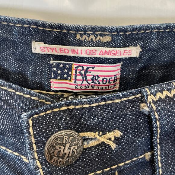 ReRock for Express Y2K Barely Boot Jeans Embroidered Pockets Low Rise 6 - Picture 4 of 8